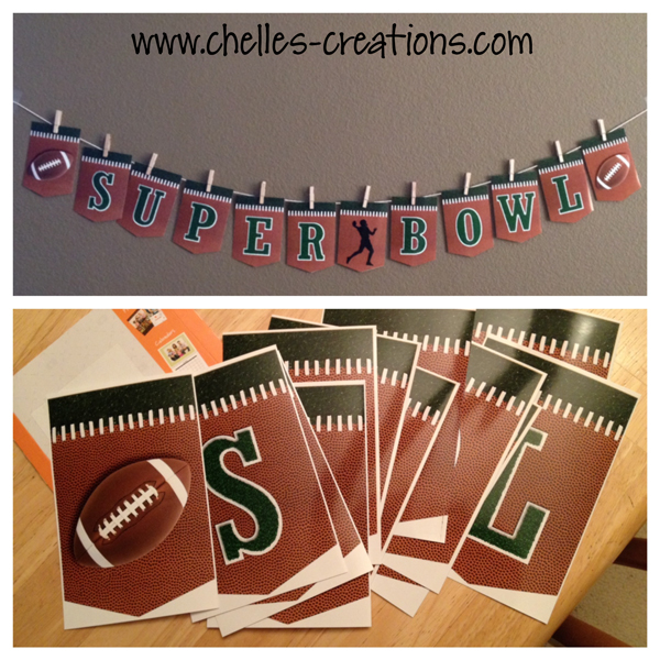 www.chelles-creations.com Freebie Printable Party Football Banner Superbowl Denver Broncos Seattle Seahawks